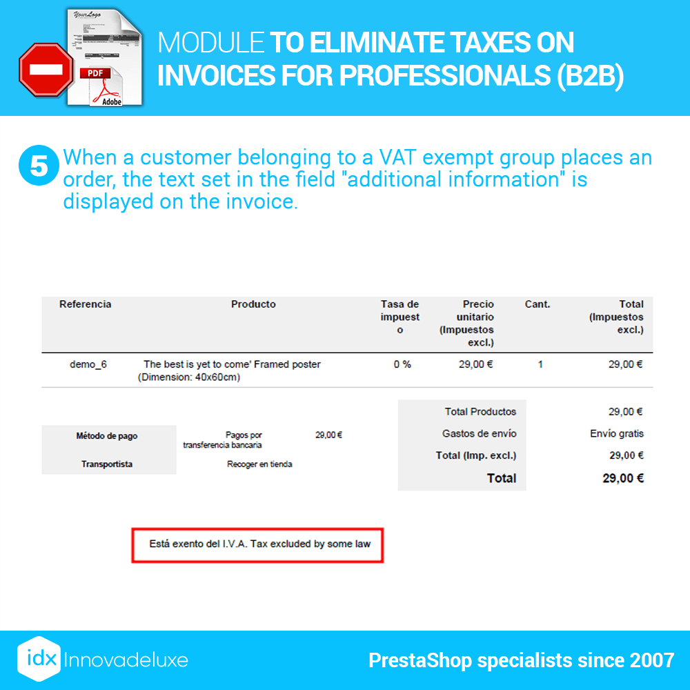Module To Eliminate Taxes On Invoices For Professionals (b2b) 5